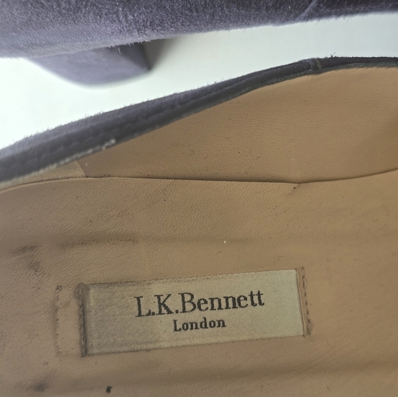 LK Bennett London Suede Pumps Sz 38 Blue Women Block Heel Comfort - Picture 6 of 13